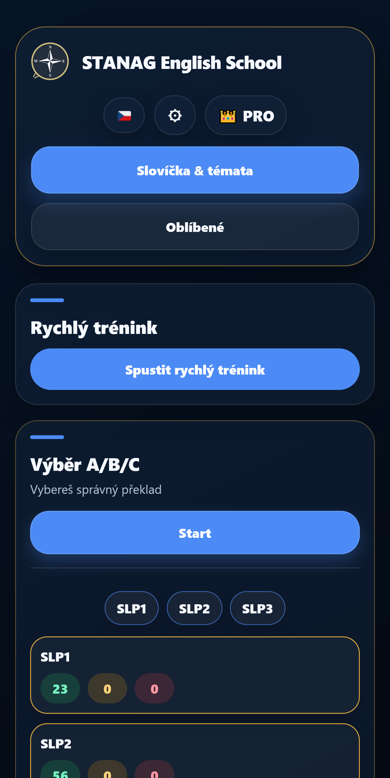 Aplikace STANAG Slovíčka – ukázka 1